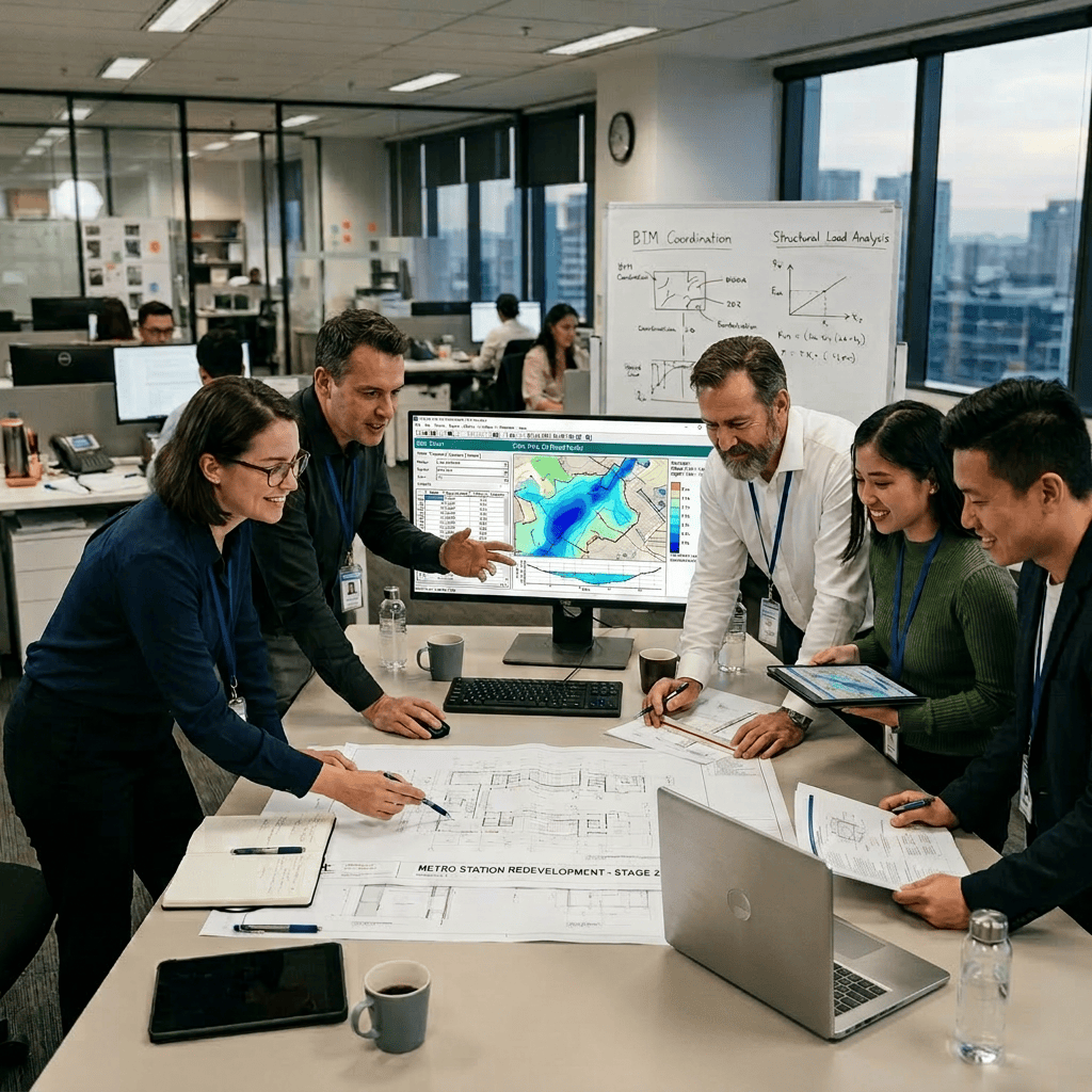 CAPSYS Engineering consultancy team discussing engineering and modelling work